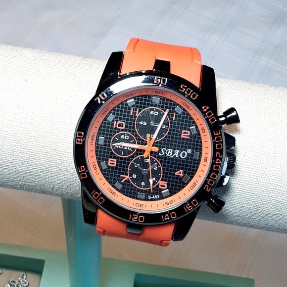 Mens SBAO Watch Analog Wrist Watch Stainless Steel Sport Fashion Orange NIB - Picture 12 of 16